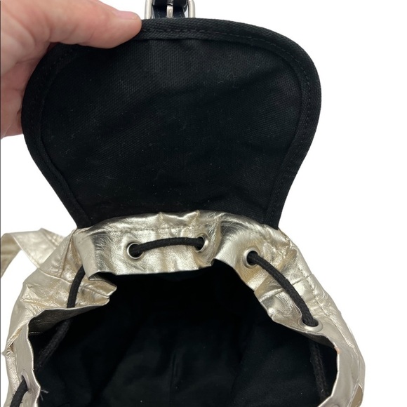 Victoria’s Secret Pink Mini Metallic Gold Shimmer Backpack Academia Travel Bag - Picture 6 of 16